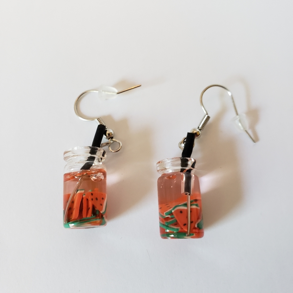 Watermelon tea earrings